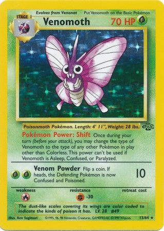 Venomoth  - 13/64 (JU) Holo Rare - Near Mint Unlimited Holofoil