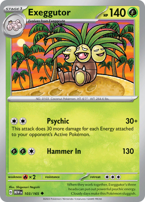 Exeggutor - 103/165 (MEW) Uncommon - Near Mint