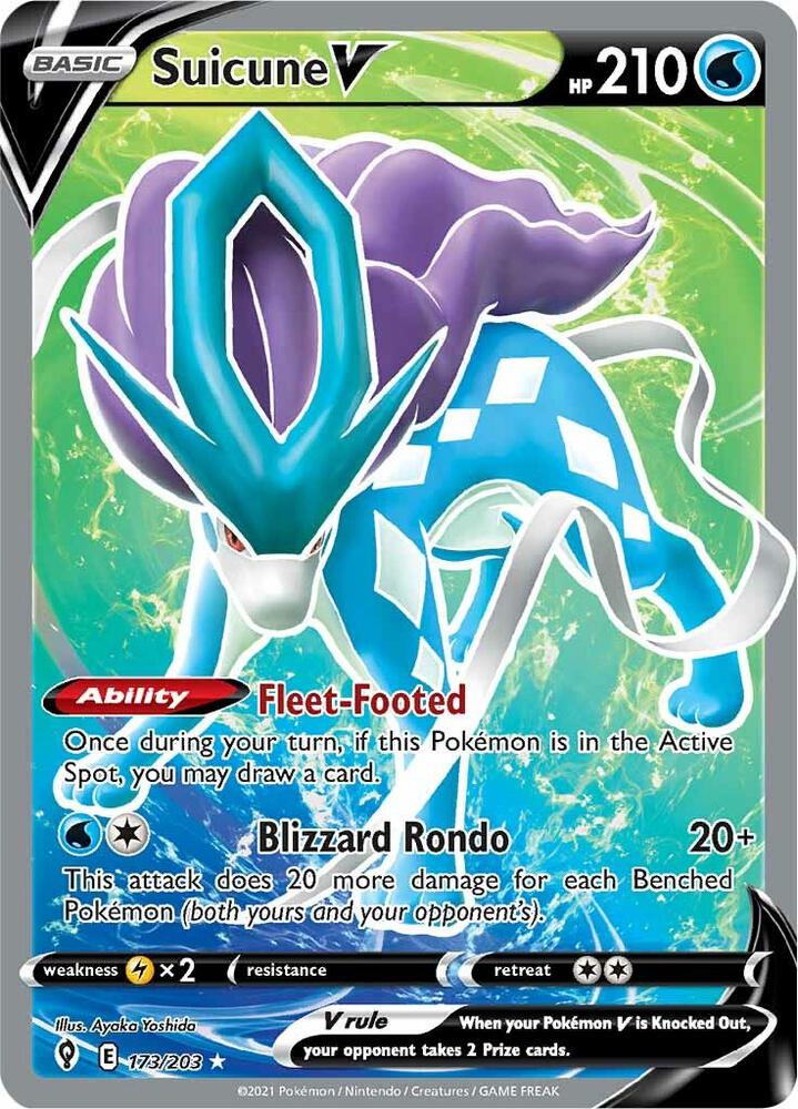 Suicune V (Full Art) - 173/203 (SWSH07) Ultra Rare - Light play Holofoil