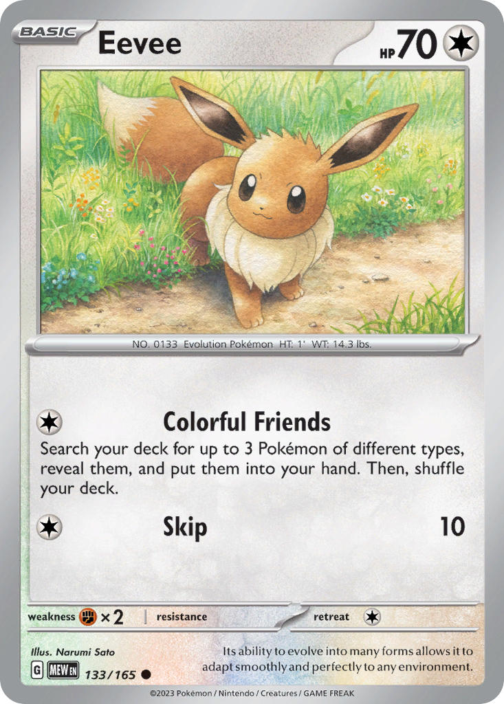 Eevee - 133/165 (MEW) Common - Near Mint