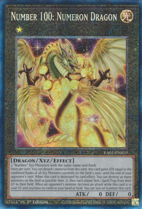 Number 100: Numeron Dragon (RA01-EN039) Prismatic Collector’s Rare - Near Mint 1st Edition