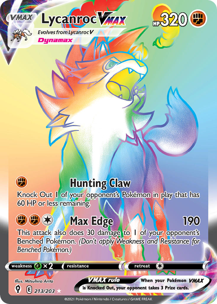 Lycanroc VMAX (Secret) - 213/203 (SWSH07) Secret Rare - Near Mint Holofoil