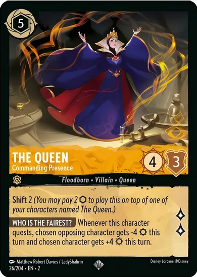 The Queen - Commanding Presence (Rise of the Floodborn 26/204) Super Rare - Near Mint Cold Foil