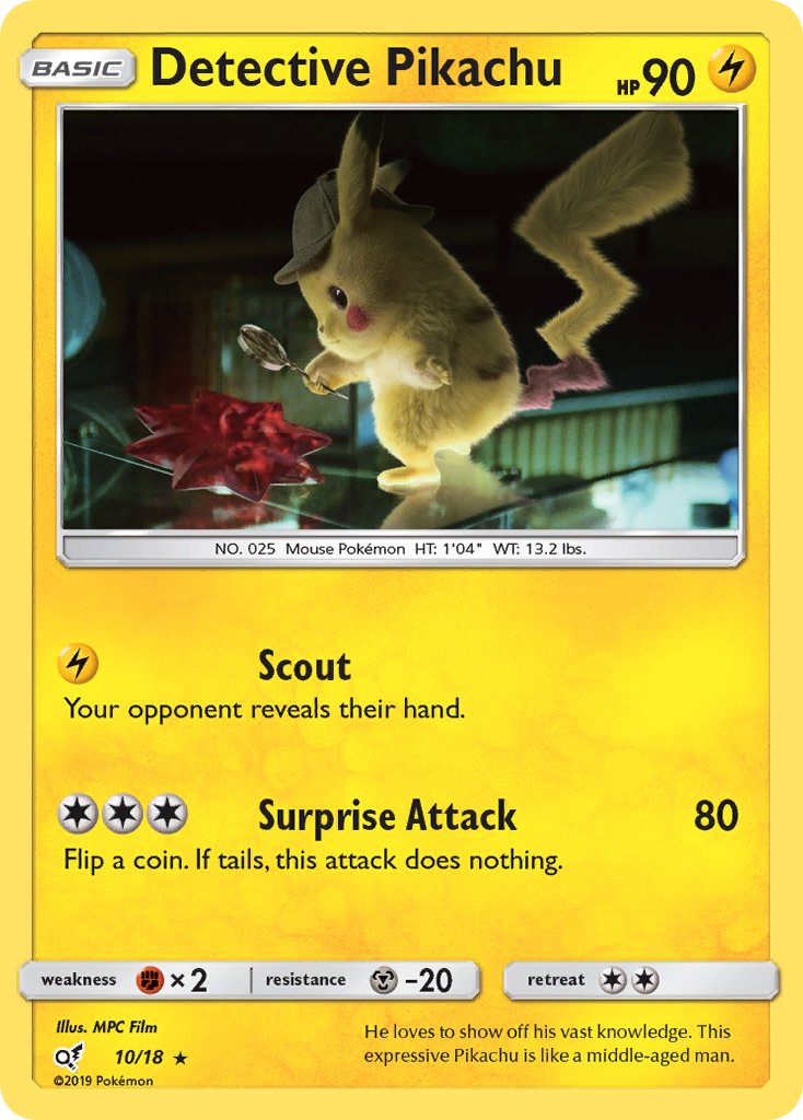 Detective Pikachu - 10/18 (DEP) Rare - Near Mint Holofoil