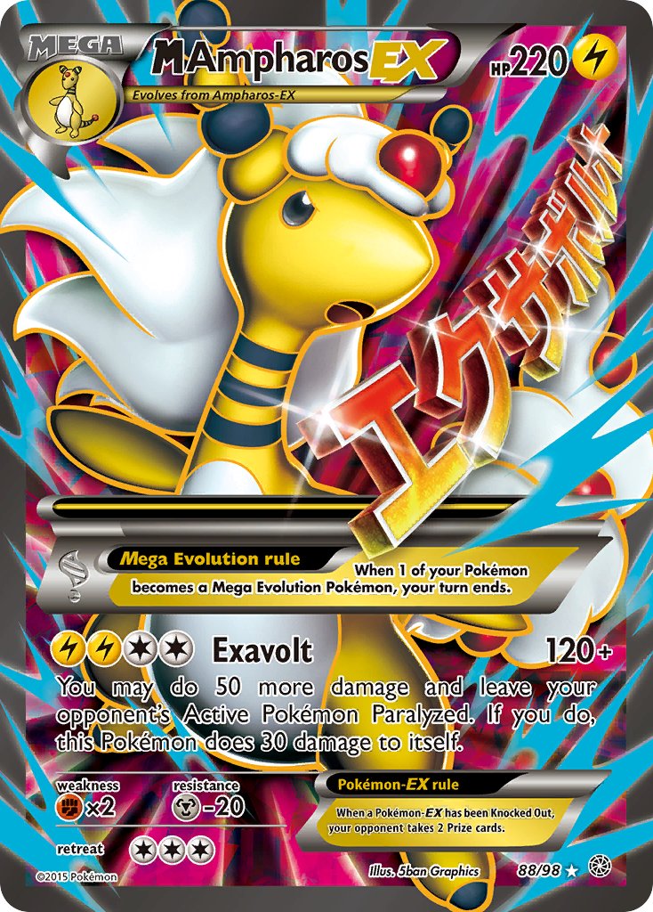 M Ampharos EX (Full Art) - 088/098 (AOR) Ultra Rare - Near Mint Holofoil