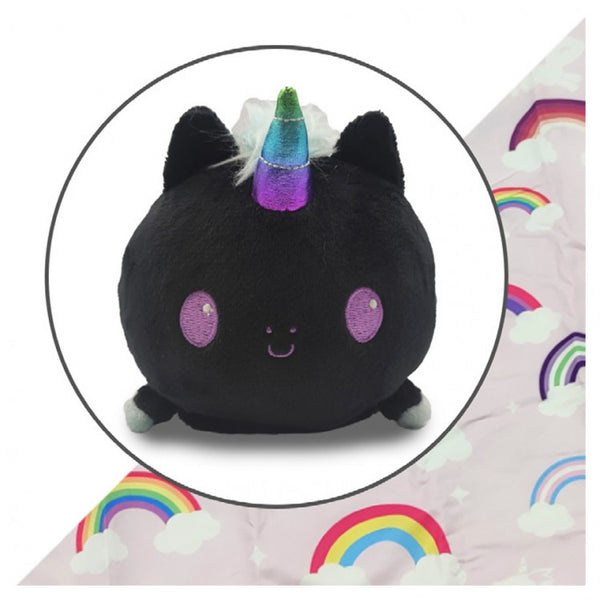 Plush Tote Bag: Black Unicorn - Rainbows
