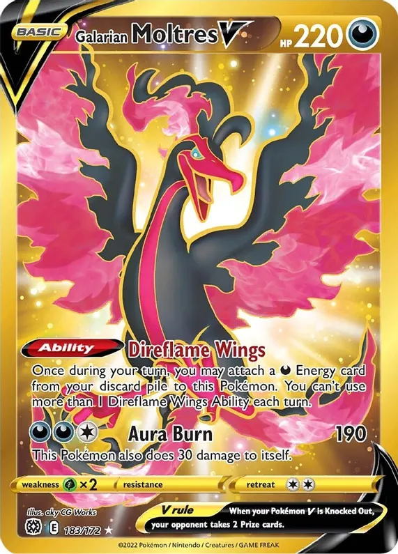 Galarian Moltres V - 183/172 (SWSH09) Secret Rare - Near Mint Holofoil