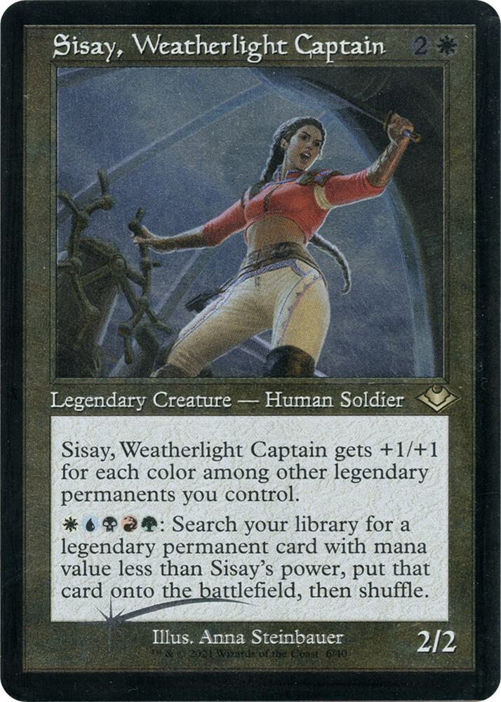 Sisay, Weatherlight Captain [#6/40 Old-Frame] (MH1-R-ETCHED FOIL) Light Play