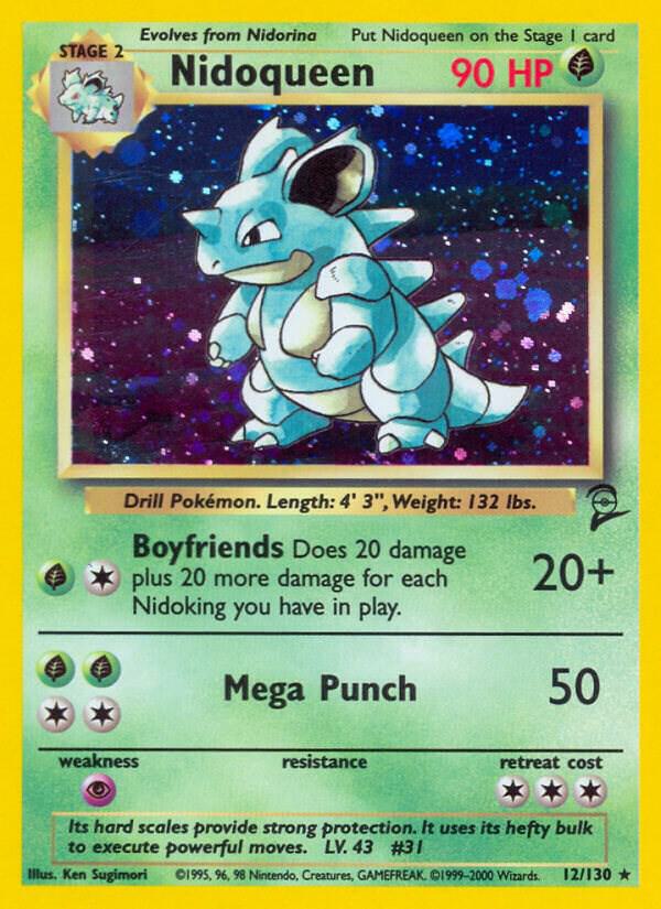 Nidoqueen - 012/130 (BS2) Holo Rare - Damaged Holofoil
