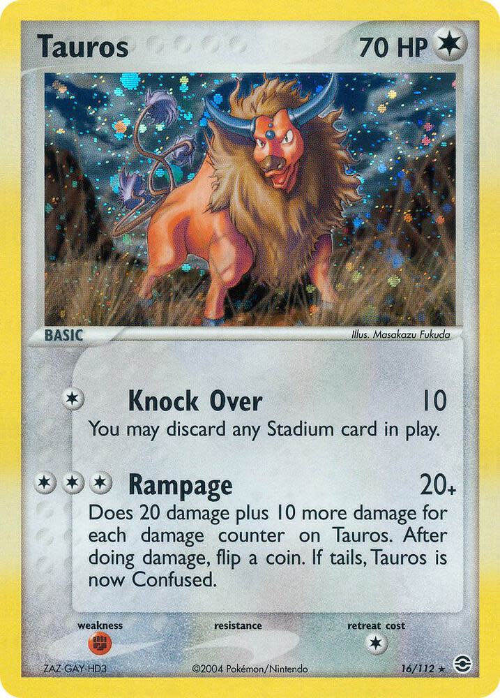 Tauros - 16/112 (RG) Holo Rare - Light Play Holofoil
