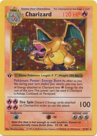 Charizard - 004/102 (BS) 1st Edition Holo Rare - Near Mint Holofoil