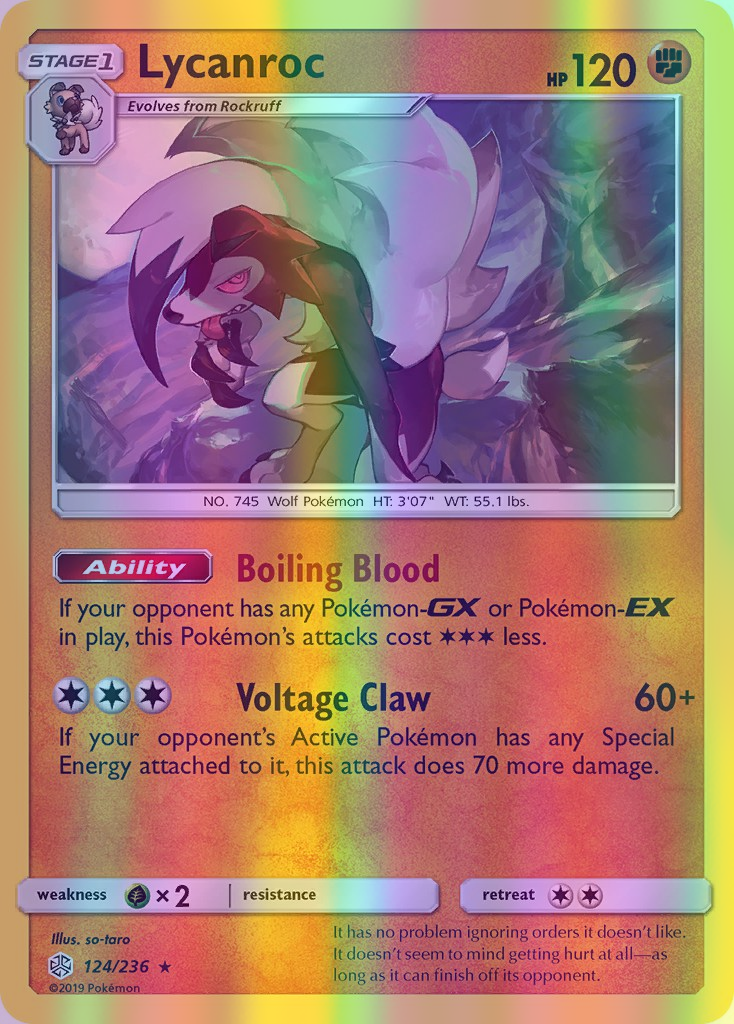 Lycanroc - 124/236 (CEC) Holo Rare - Near Mint Reverse Holofoil