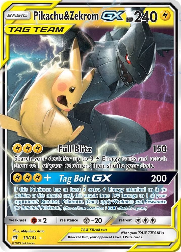 Pikachu & Zekrom GX - 033/181 (TEU)  Ultra Rare - Light Played