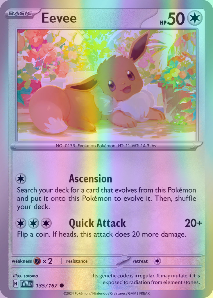 Eevee - 135/167 (TWM) Common - Near Mint Reverse Holofoil