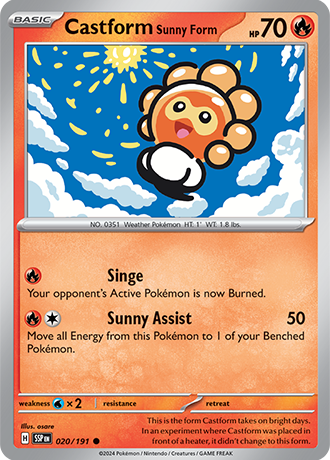 Castform Sunny Form - 020/191 (SSP) Common - Near Mint