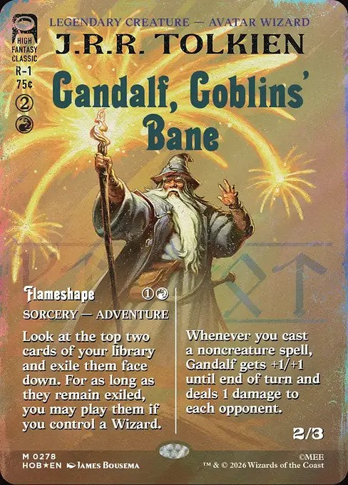 Gandalf, Goblins' Bane // Flameshape [ #0278 Borderless Book Cover Surge Foil ] (HOB-M)