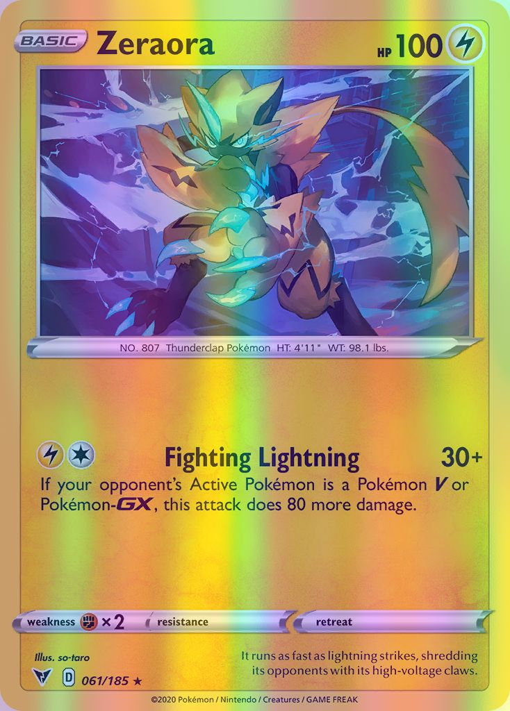 Zeraora - 061/185 (SWSH04) Holo Rare - Near Mint Reverse Holofoil