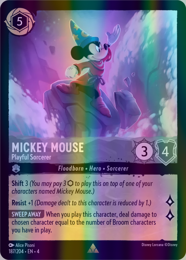 Mickey Mouse - Playful Sorcerer (Ursula's Return 187/204) Rare - Near Mint Cold Foil