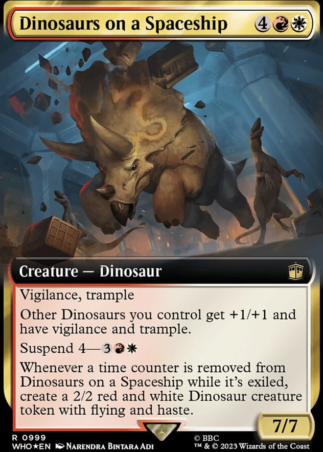 Dinosaurs on a Spaceship [#0999 Surge Foil Extended Art] (WHO-R)