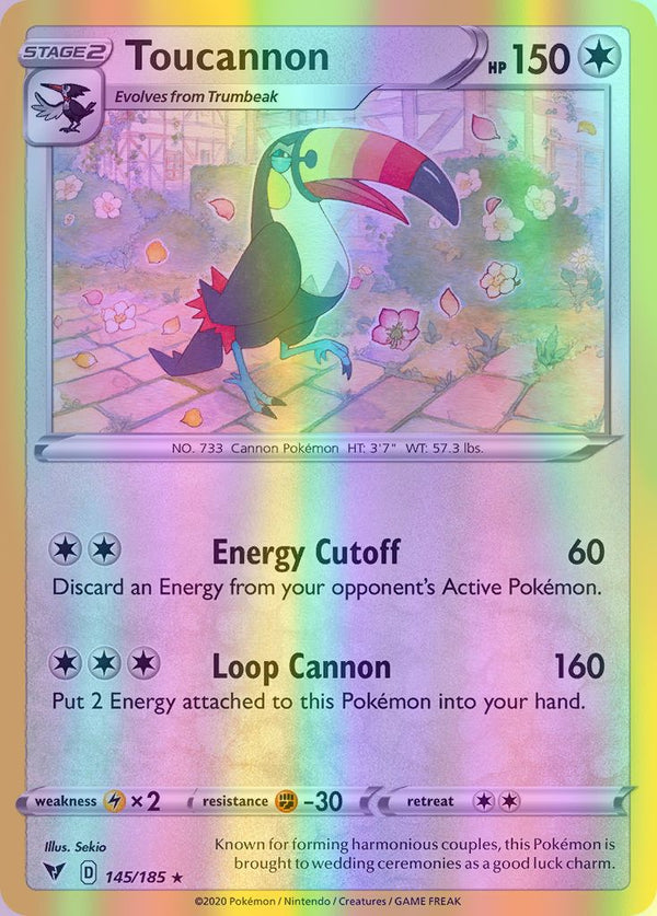 Toucannon - 145/185 (SWSH04) Rare - Near Mint Reverse Holofoil