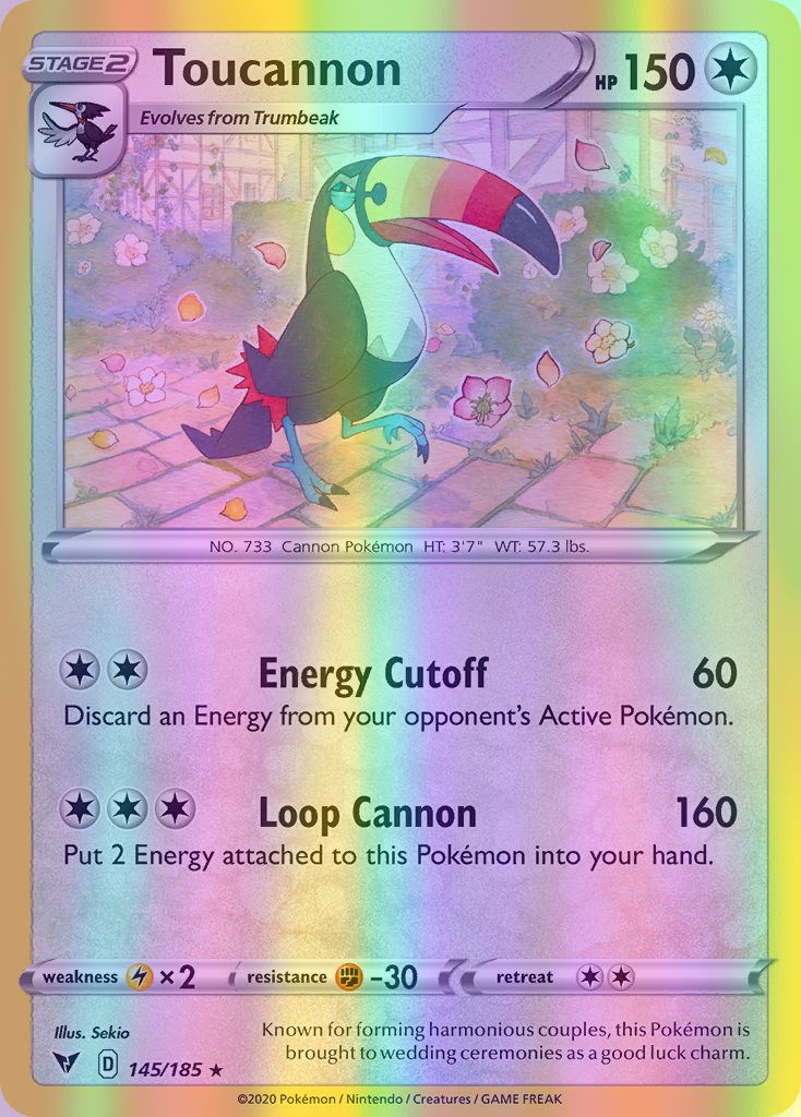 Toucannon - 145/185 (SWSH04) Rare - Near Mint Reverse Holofoil