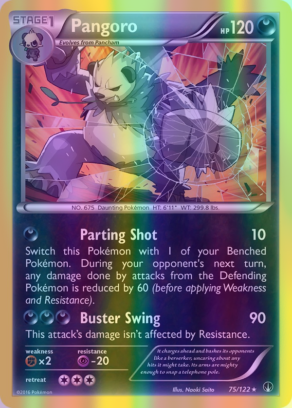 Pangoro - 075/122 (BKP) Rare - Near Mint Reverse Holofoil