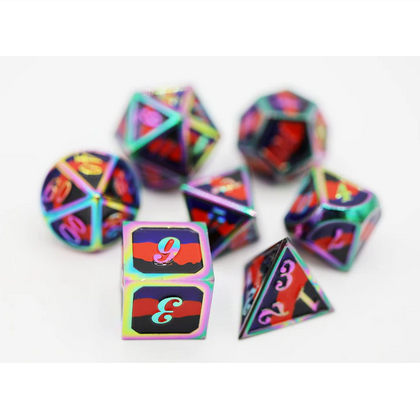 Polyamorous Pride Flag - Metal RPG Dice Set