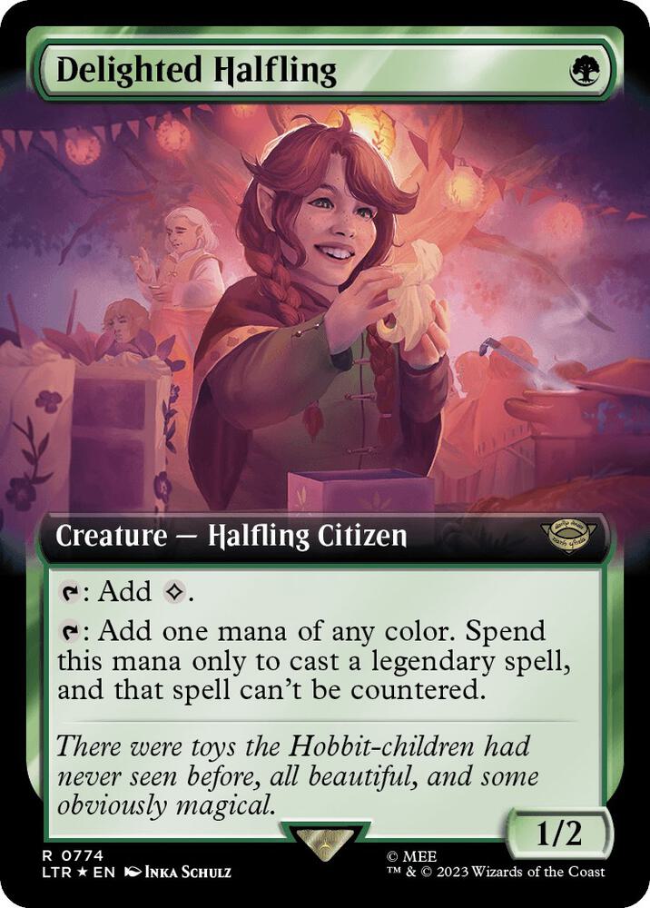 Delighted Halfling [#0774 Extended Art Surge Foil] (LTR-M)
