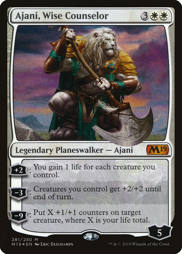 Ajani, Wise Counselor (M19-M-FOIL) Light Play