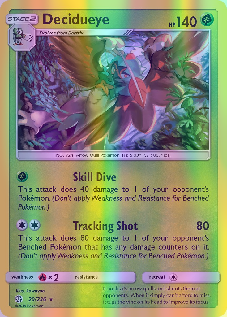 Decidueye - 020/236 (CEC) Holo Rare - Near Mint Reverse Holofoil