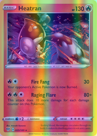 Heatran - 025/189 (SWSH03) Holo Rare - Near Mint Reverse Holofoil