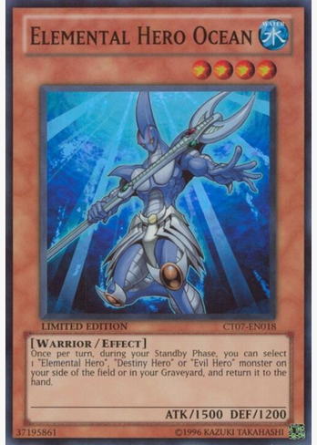 Elemental Hero Ocean (CT07-EN018) Super Rare - Moderate Play Limited