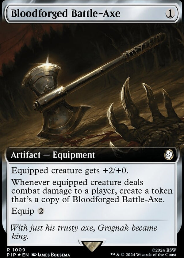 Bloodforged Battle-Axe [#1009 Extended Art Surge Foil] (PIP-R)