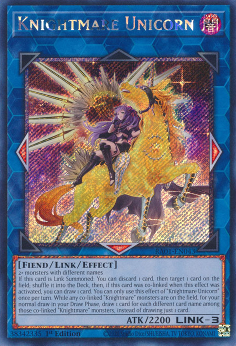 Knightmare Unicorn (Alternate Art) (RA01-EN043) Platinum Secret Rare - Near Mint 1st Edition