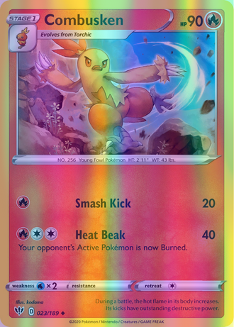 Combusken - 023/189 (SWSH03) Uncommon - Near Mint Reverse Holofoil