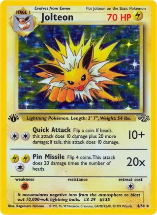 Jolteon  - 04/64 (JU) Holo Rare - Lightly Played Unlimited Holofoil