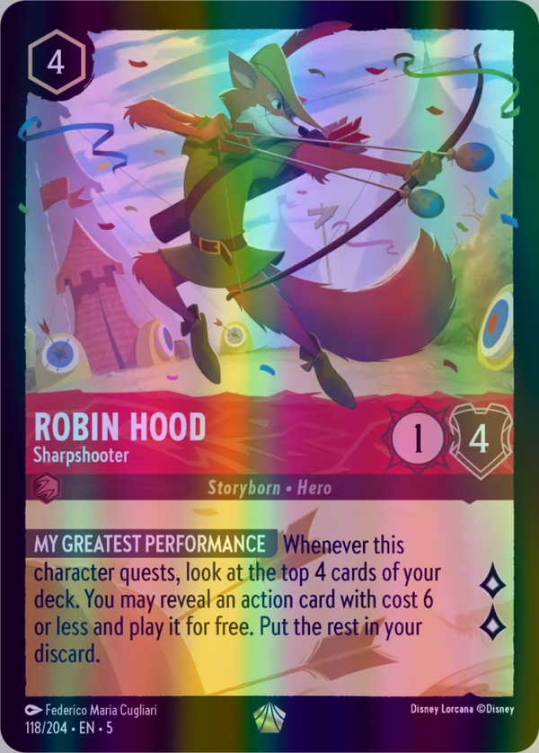 Robin Hood - Sharpshooter (Shimmering Skies 118/204) Legendary - Near Mint Cold Foil