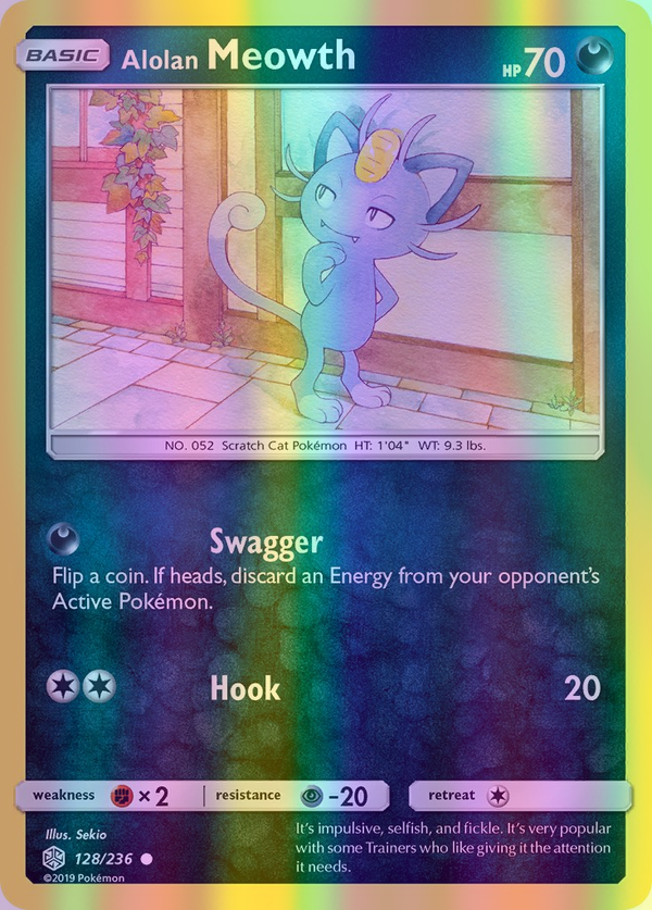 Alolan Meowth - 128/236 (CEC) Common - Near Mint Reverse Holofoil