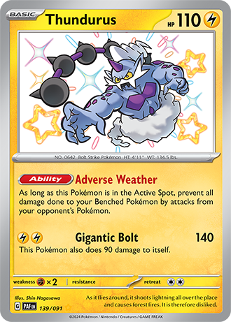 Thundurus - 139/091 (SV:PAF) Secret Rare - Near Mint Holofoil