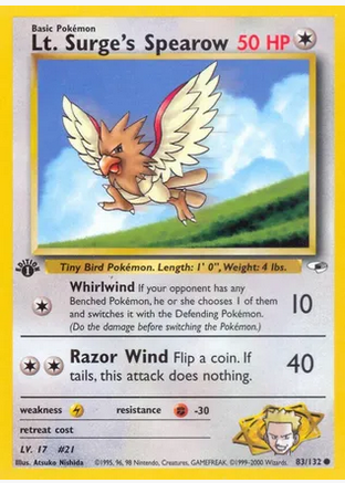 Lt. Surge's Spearow (83/132) 1st Edition - Near Mint