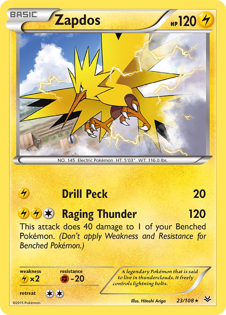 Zapdos - 023/108 (ROS) Rare - Near Mint