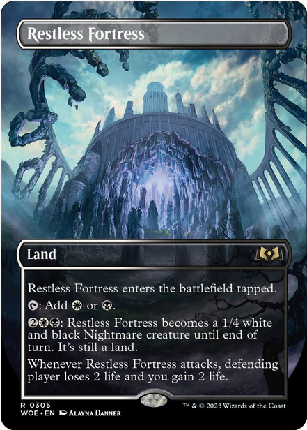 Restless Fortress [#0305 Alternate-Art Borderless] (WOE-R-FOIL)