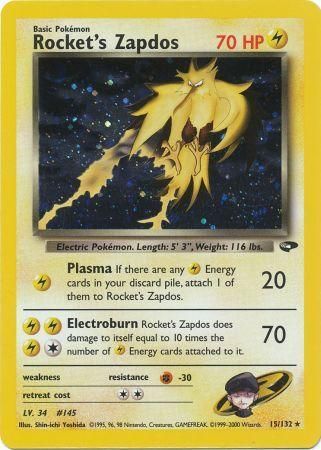 Rocket's Zapdos - 15/132 (G2) Holo Rare Unlimited - Light Play
