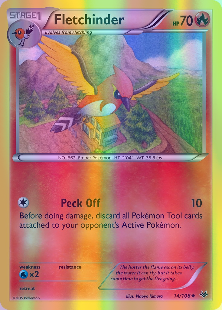 Fletchinder - 014/108 (ROS) Uncommon - Near Mint Reverse Holofoil