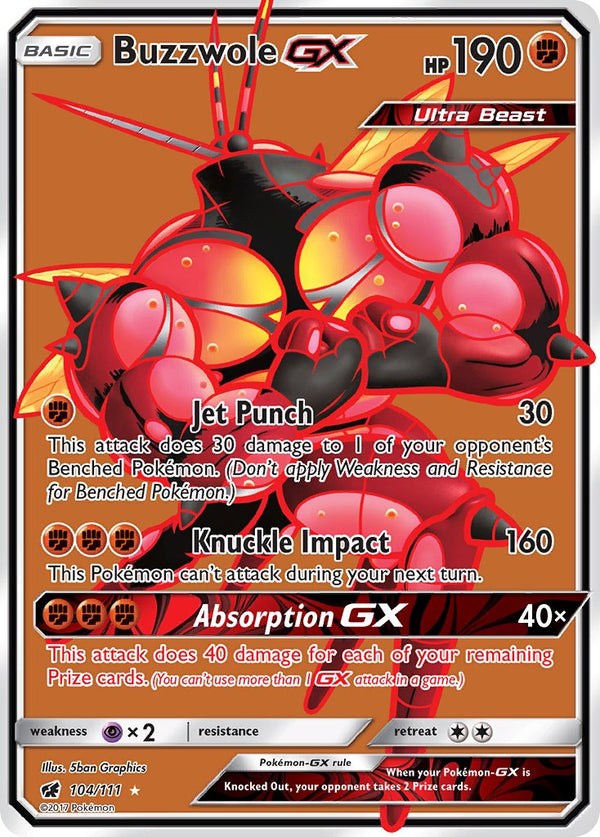 Buzzwole GX (Full Art) - 104/111 (CIN) Ultra Rare - Near Mint Holofoil