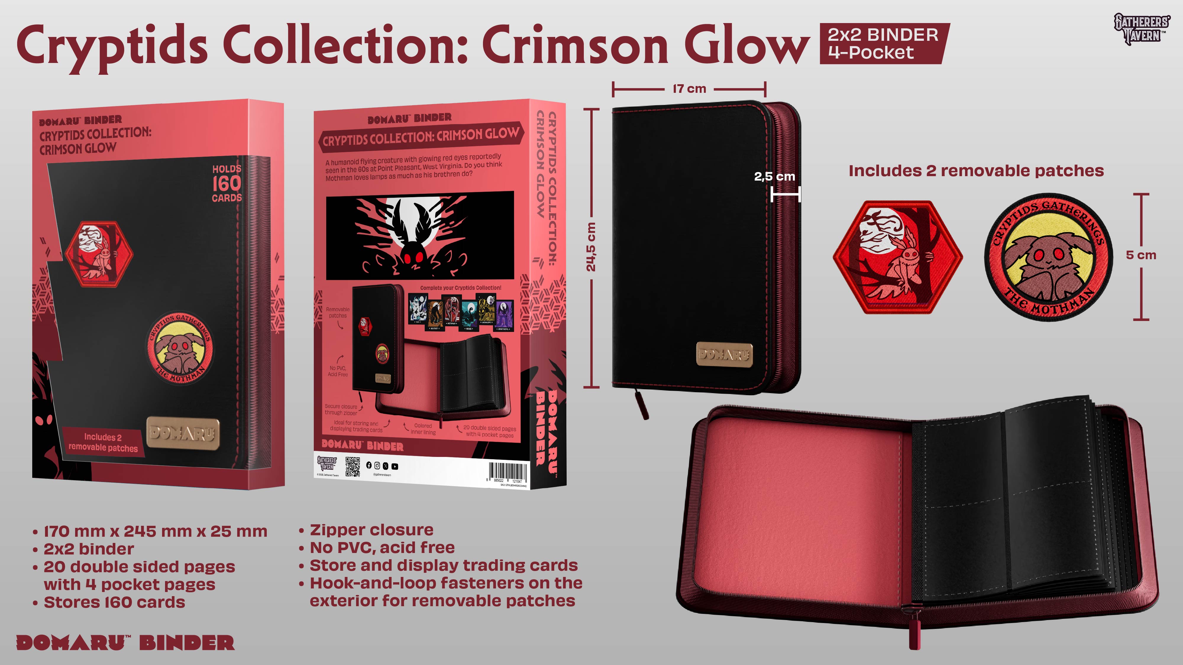 Gatherers' Tavern Domaru Binder: 4-Pocket Cryptids Collection - Crimson Glow