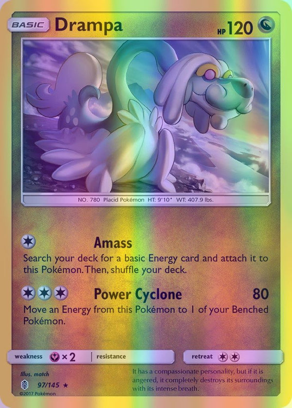 Drampa - 097/145 (SM:GRI) Holo Rare - Near Mint Reverse Holofoil