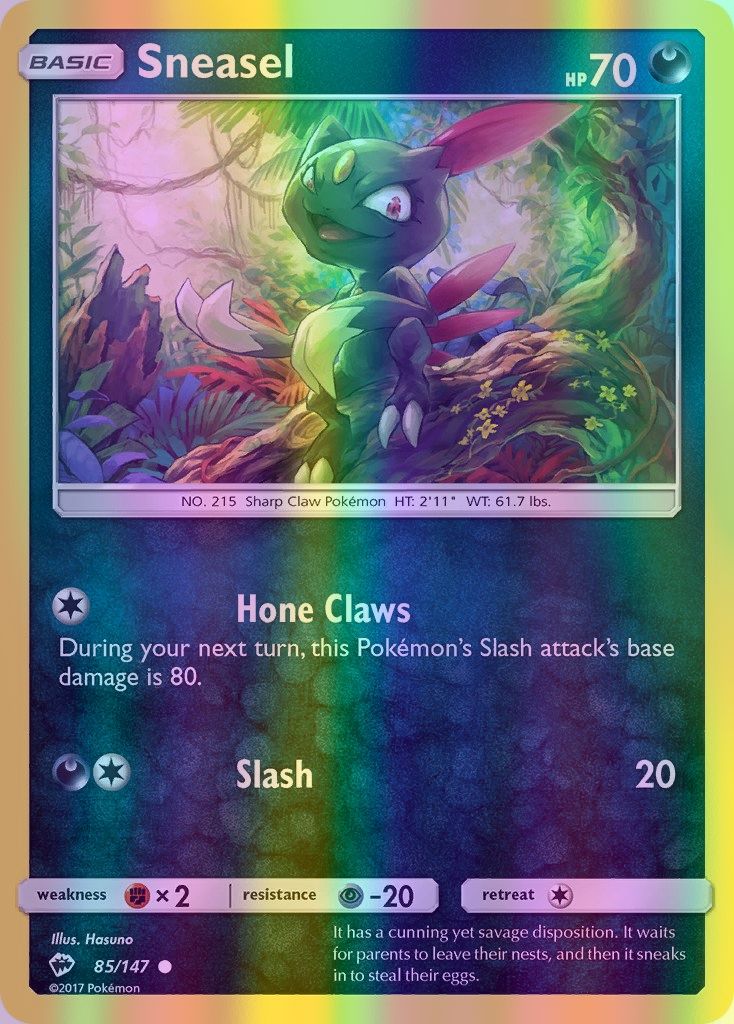 Sneasel - 085/147 (SM:BUS) Common - Near Mint Reverse Holofoil