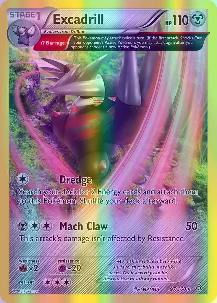Excadrill (Omega) - 097/160 (PRC) Holo Rare - Near Mint Reverse Holofoil