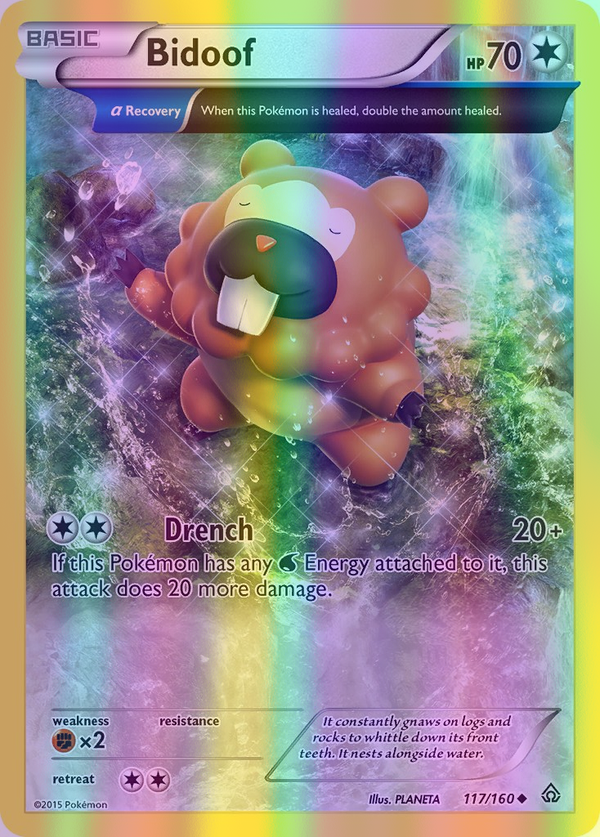 Bidoof (Alpha) - 117/160 (PRC) Uncommon - Near Mint Reverse Holofoil